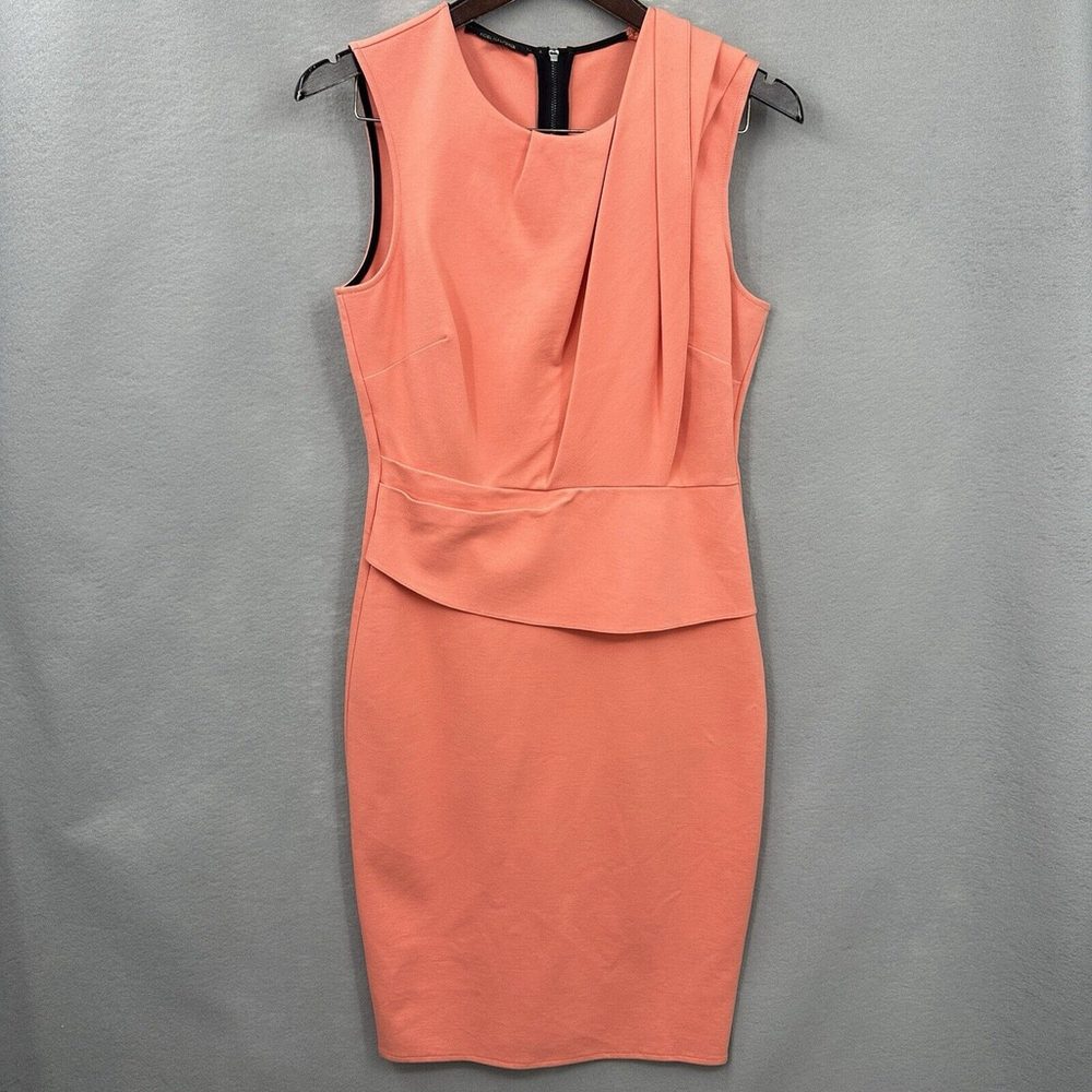 Kobi Halperin Dress Womens 6 Quinn Jersey Faux Wrap Sheath Pink Preppy Coral